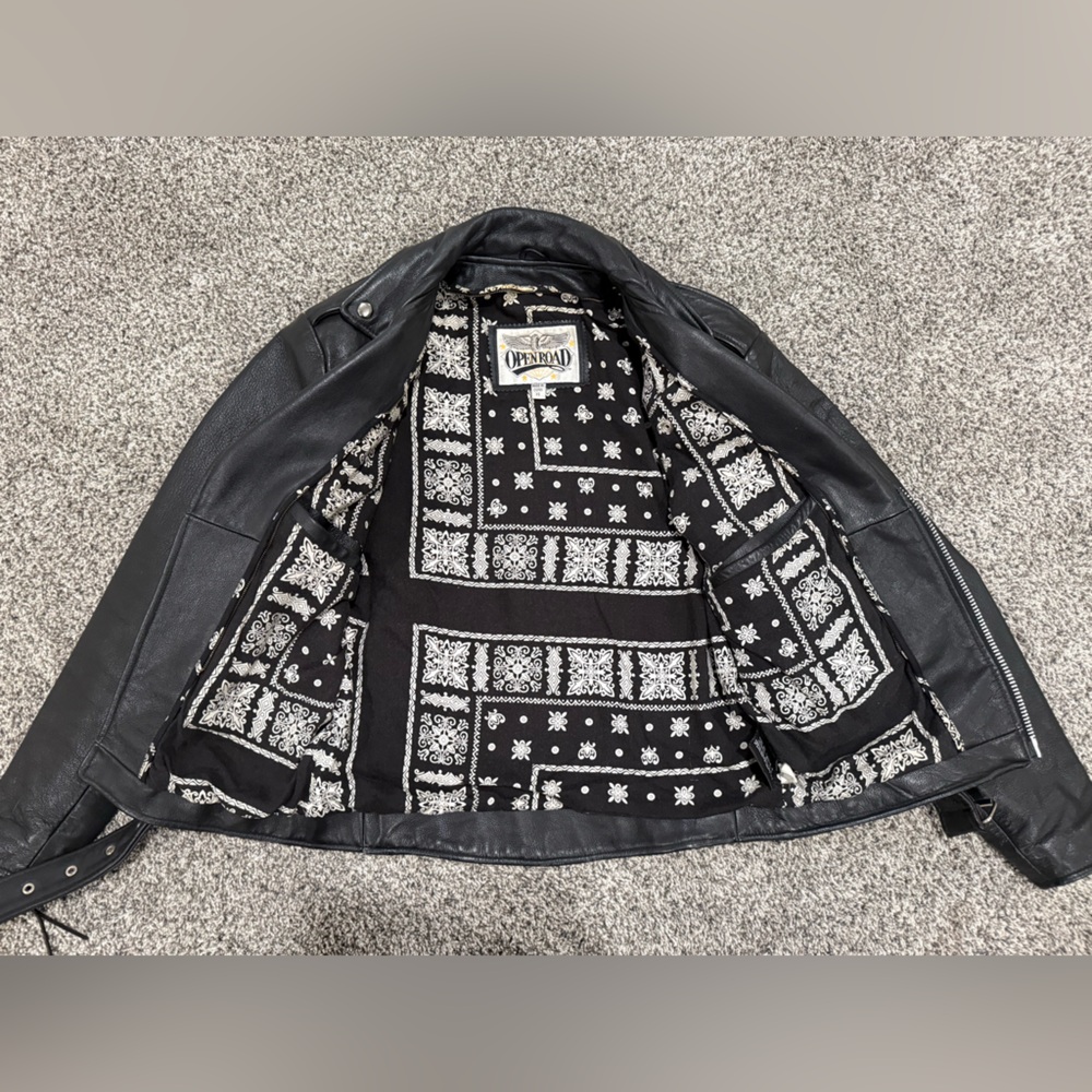 Vintage Open Road leather moto jacket, size men's XS - Picture 8 of 16